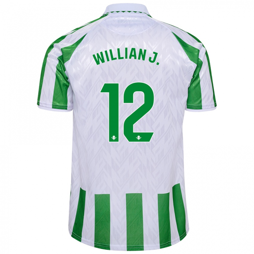 Hombre Camiseta Willian Jose #12 Verde Rayas Blancas 1ª Equipación 2024/25 La Camisa