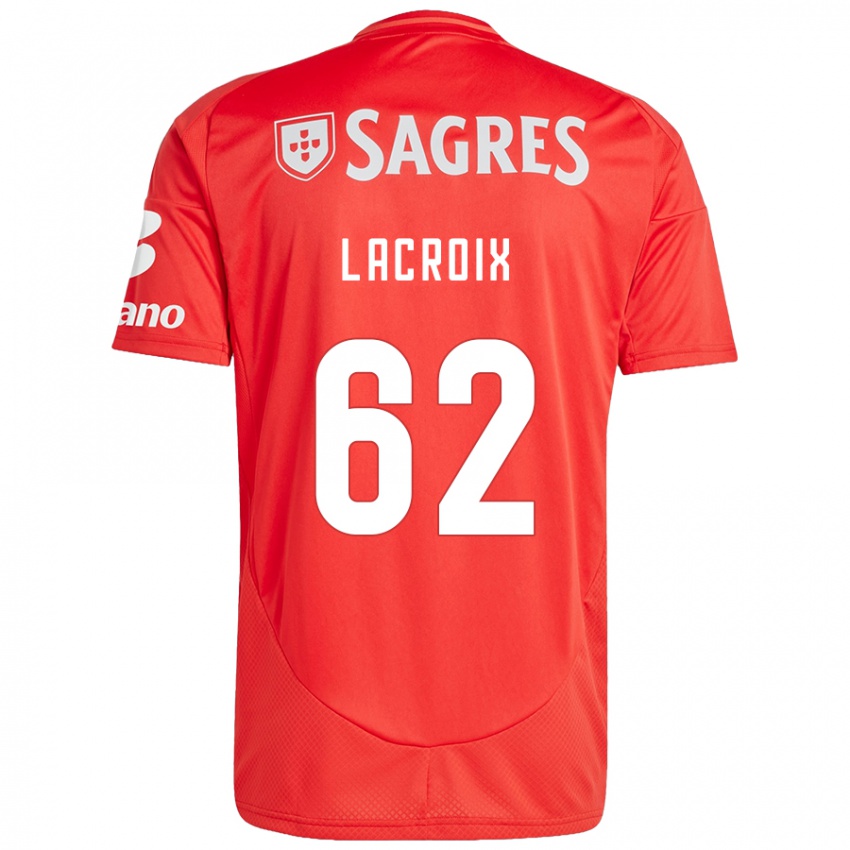 Hombre Camiseta Lenny Lacroix #62 Rojo Blanco 1ª Equipación 2024/25 La Camisa