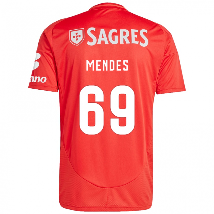 Hombre Camiseta Vladimir Mendes #69 Rojo Blanco 1ª Equipación 2024/25 La Camisa