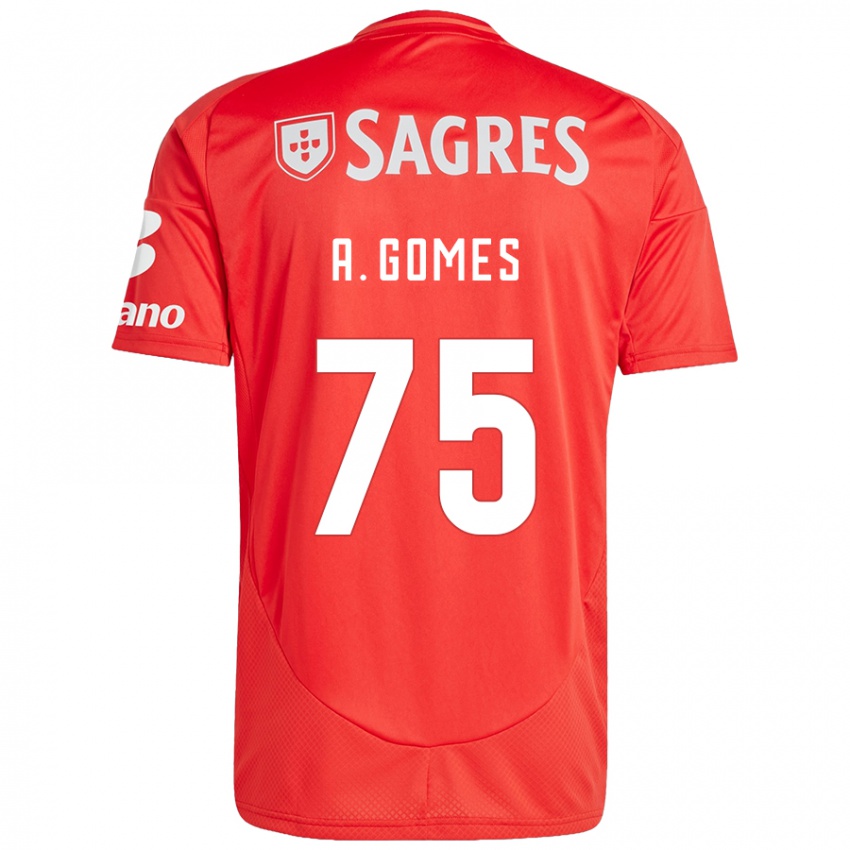 Hombre Camiseta André Gomes #75 Rojo Blanco 1ª Equipación 2024/25 La Camisa