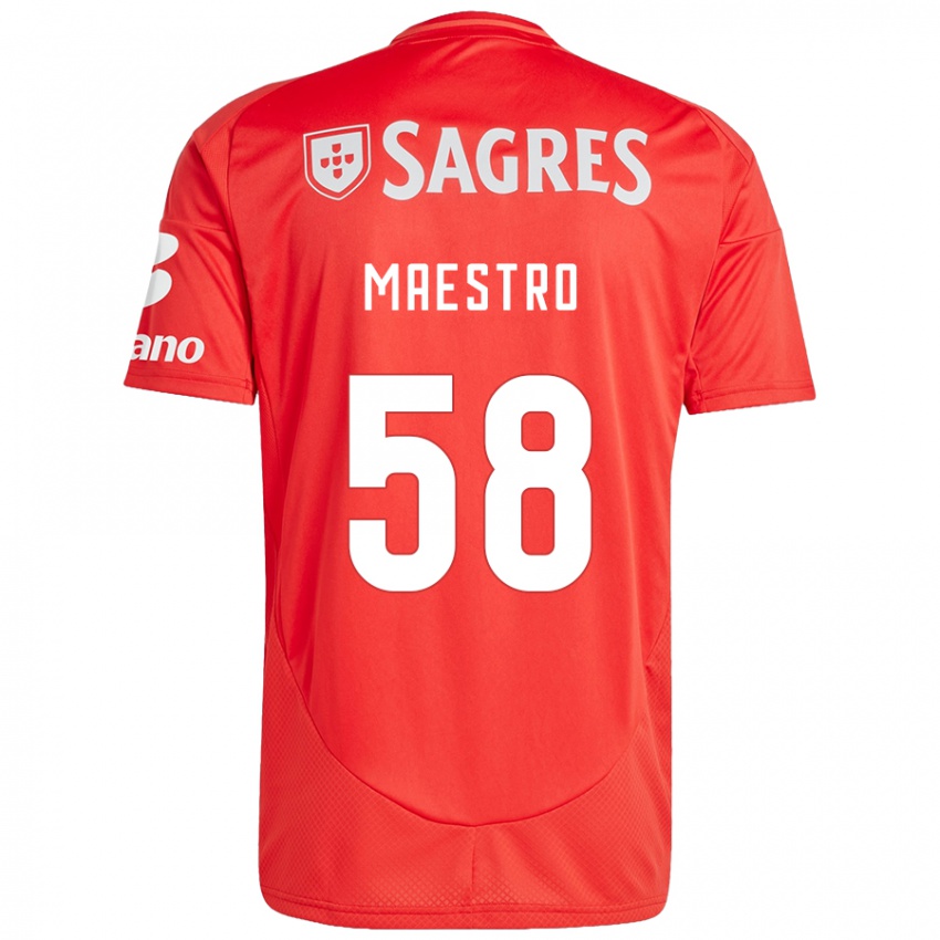 Hombre Camiseta Maestro #58 Rojo Blanco 1ª Equipación 2024/25 La Camisa