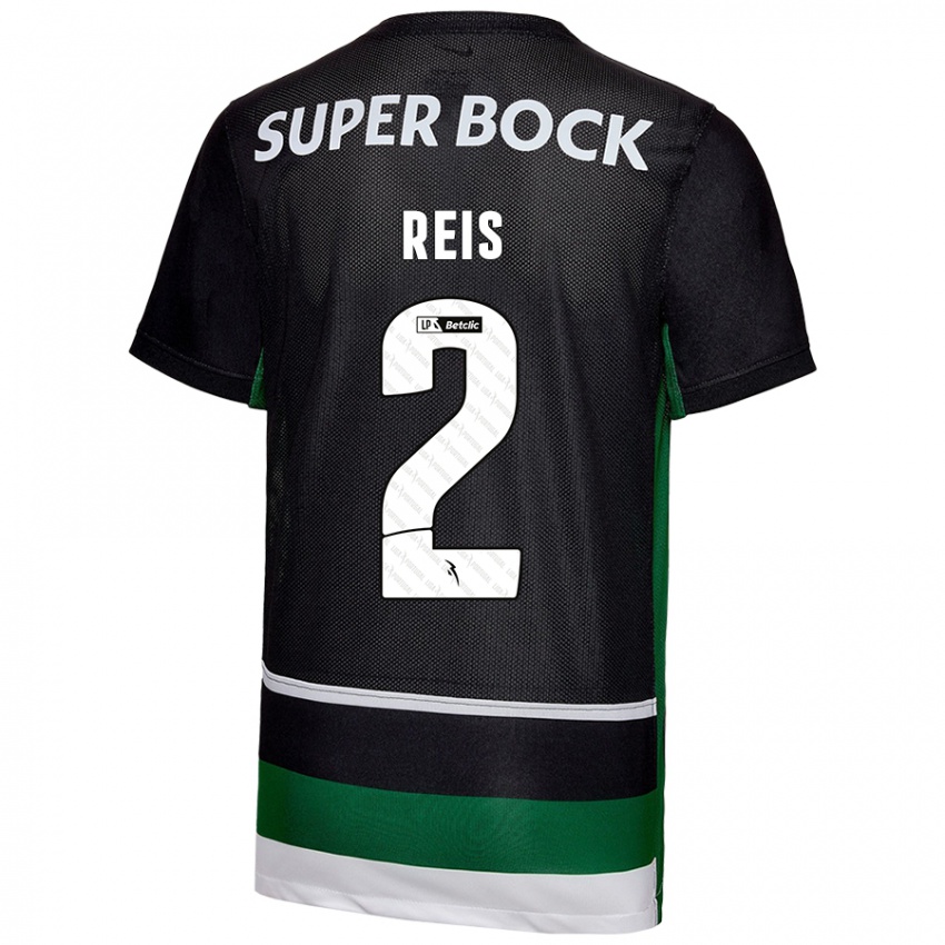 Hombre Camiseta Matheus Reis #2 Negro Blanco Verde 1ª Equipación 2024/25 La Camisa