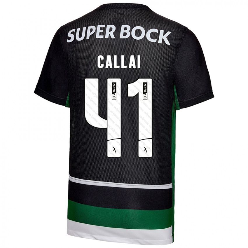 Hombre Camiseta Diego Callai #41 Negro Blanco Verde 1ª Equipación 2024/25 La Camisa