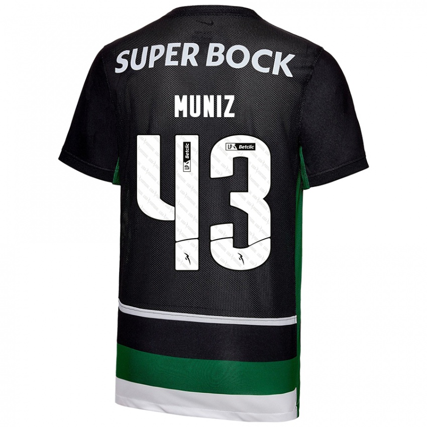 Hombre Camiseta João Muniz #43 Negro Blanco Verde 1ª Equipación 2024/25 La Camisa