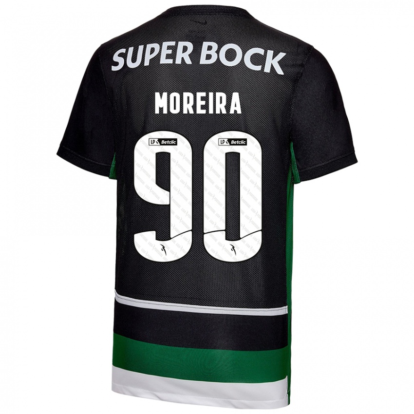 Hombre Camiseta Afonso Moreira #90 Negro Blanco Verde 1ª Equipación 2024/25 La Camisa