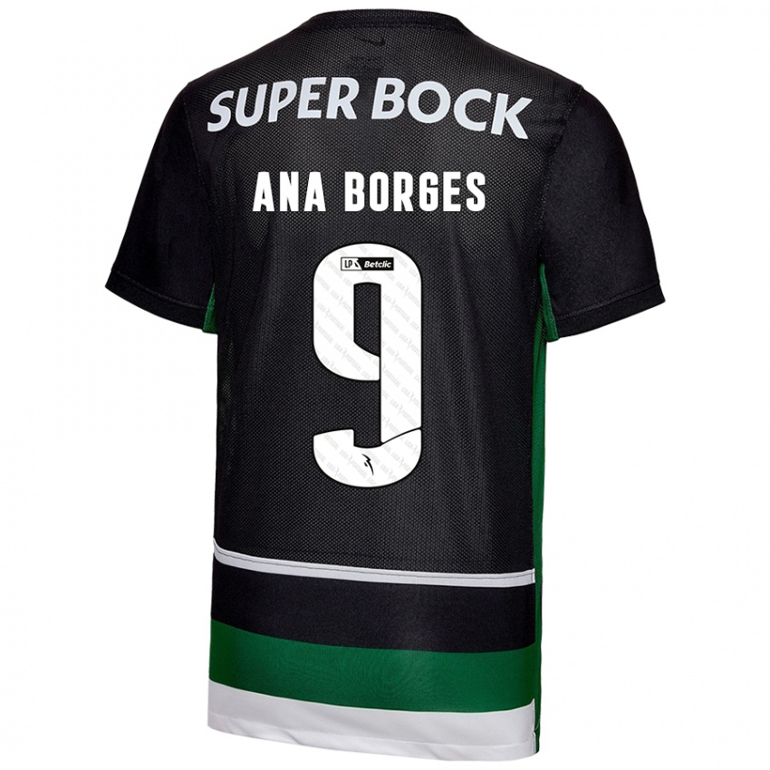 Hombre Camiseta Ana Catarina Marques Borges #9 Negro Blanco Verde 1ª Equipación 2024/25 La Camisa