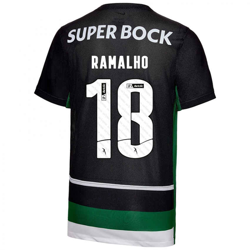 Hombre Camiseta Inês Filipa Ramalho Gonçalves #18 Negro Blanco Verde 1ª Equipación 2024/25 La Camisa