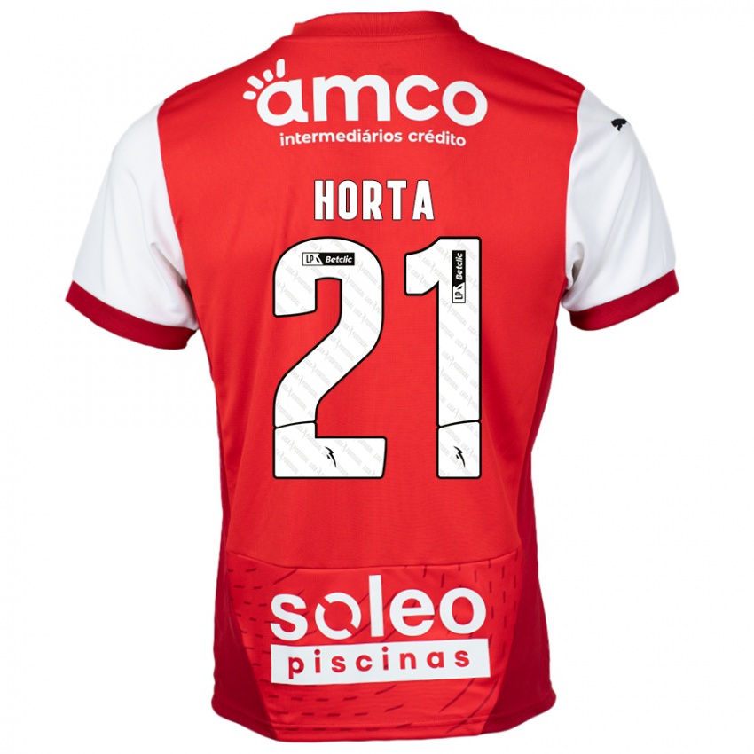 Hombre Camiseta Ricardo Horta #21 Rojo Blanco 1ª Equipación 2024/25 La Camisa