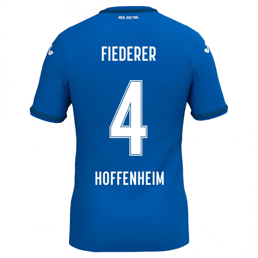 Hombre Camiseta Tom Fiederer #4 Azul Real 1ª Equipación 2024/25 La Camisa