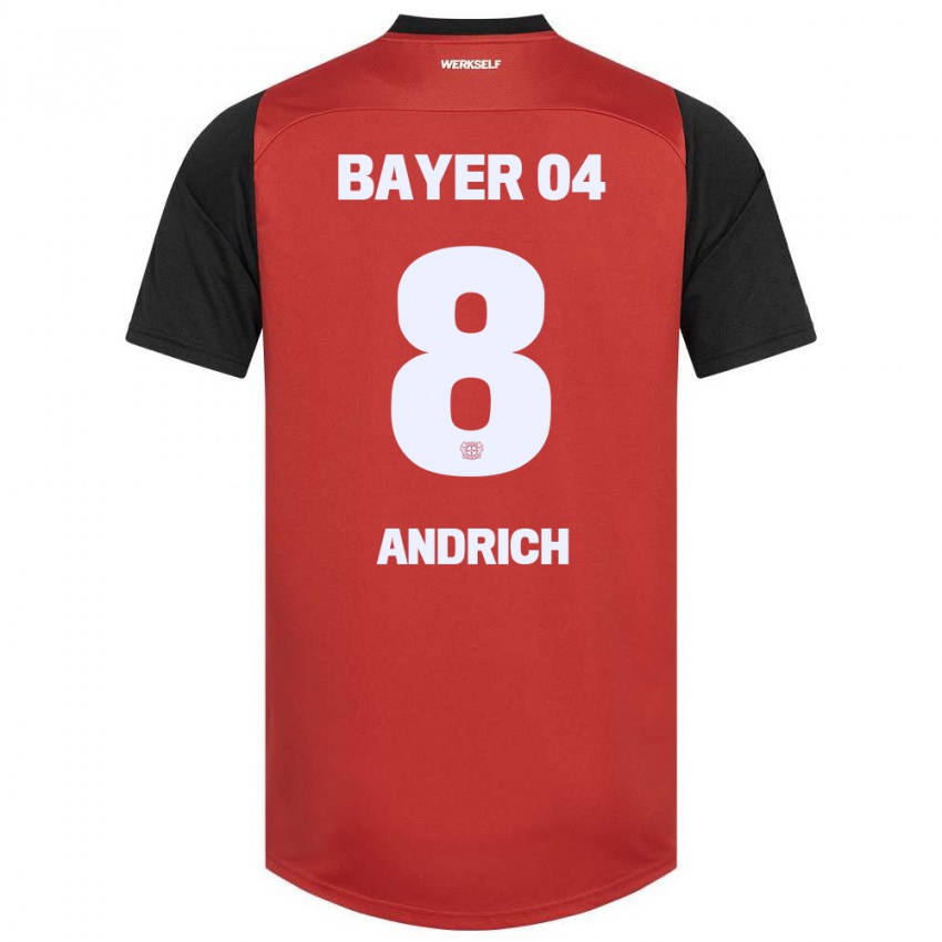 Hombre Camiseta Robert Andrich #8 Rojo Negro 1ª Equipación 2024/25 La Camisa