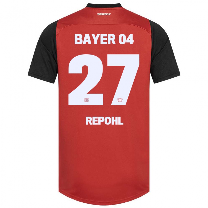 Hombre Camiseta Friederike Repohl #27 Rojo Negro 1ª Equipación 2024/25 La Camisa