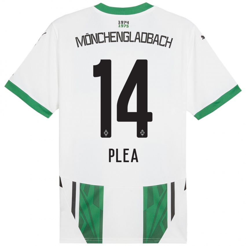 Hombre Camiseta Alassane Plea #14 Blanco Verde 1ª Equipación 2024/25 La Camisa