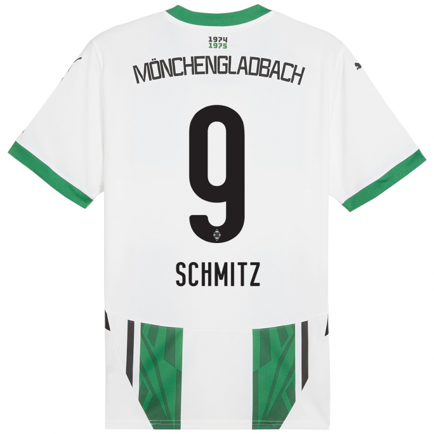 Hombre Camiseta Sarah Schmitz #9 Blanco Verde 1ª Equipación 2024/25 La Camisa