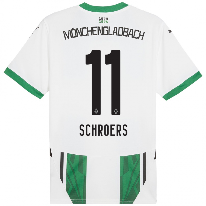 Hombre Camiseta Mika Schroers #11 Blanco Verde 1ª Equipación 2024/25 La Camisa