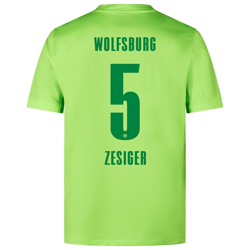 Hombre Camiseta Cédric Zesiger #5 Verde Fluorescente 1ª Equipación 2024/25 La Camisa