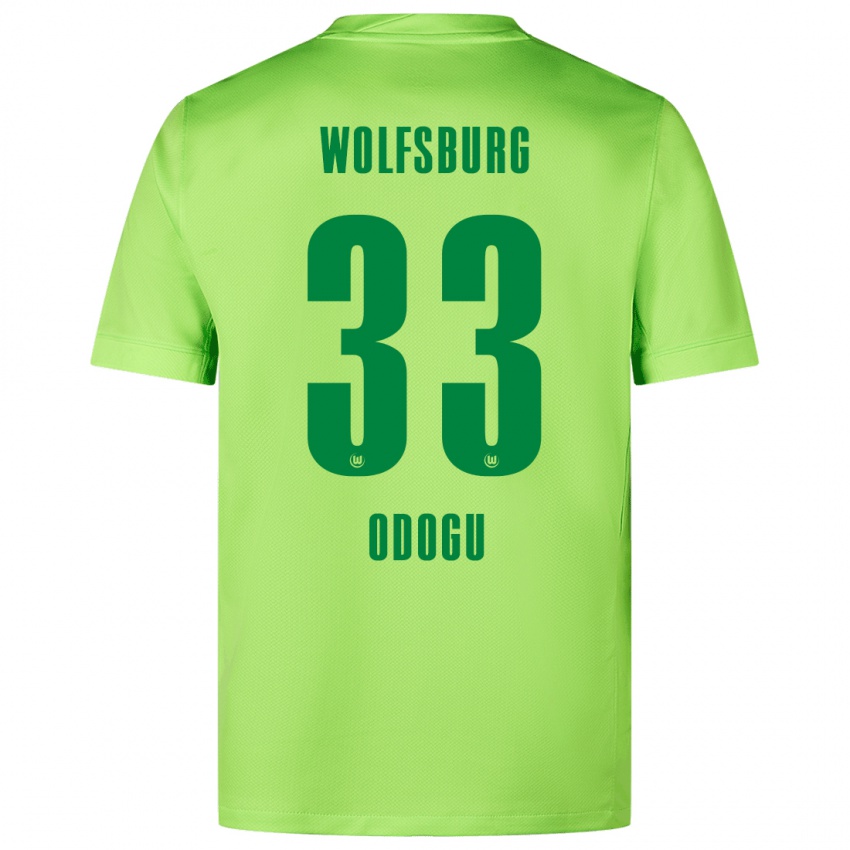 Hombre Camiseta David Odogu #33 Verde Fluorescente 1ª Equipación 2024/25 La Camisa