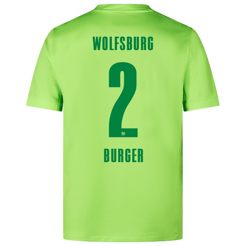 Hombre Camiseta Jan Bürger #2 Verde Fluorescente 1ª Equipación 2024/25 La Camisa