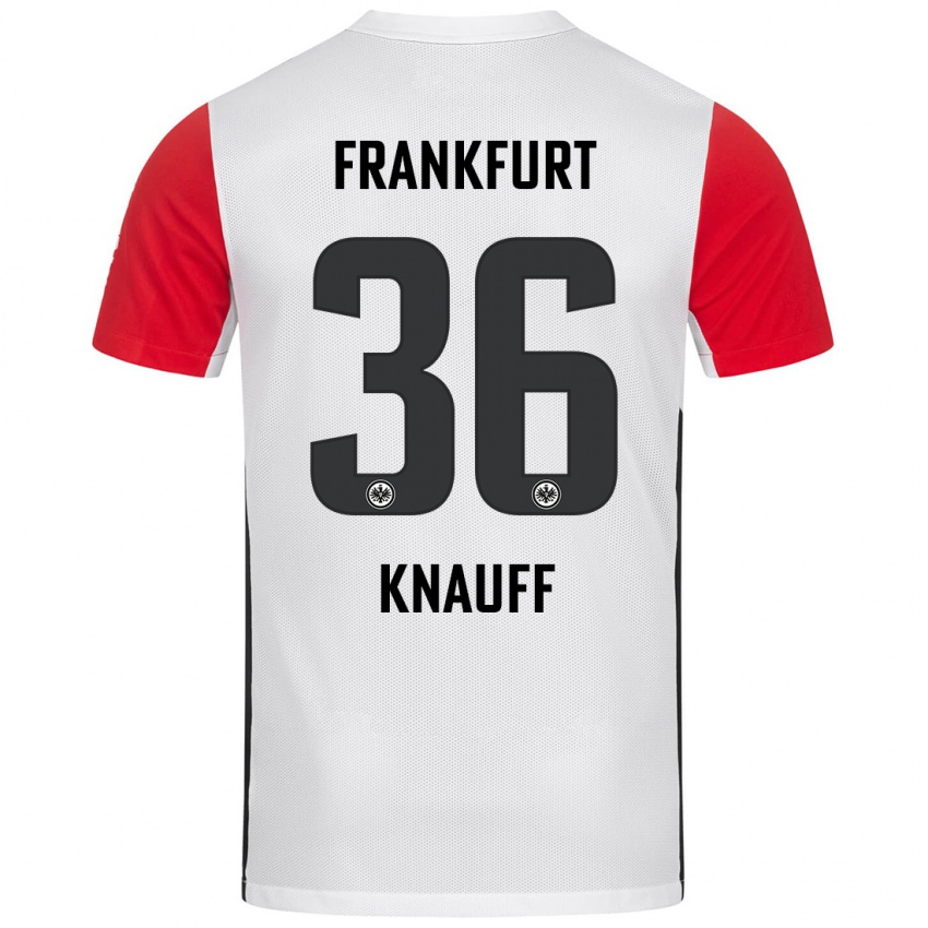 Hombre Camiseta Ansgar Knauff #36 Blanco Rojo 1ª Equipación 2024/25 La Camisa