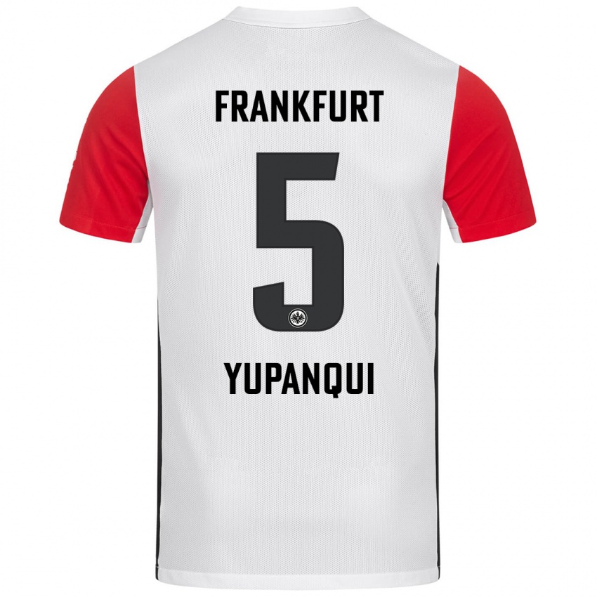 Hombre Camiseta Philipp Eisele Yupanqui #5 Blanco Rojo 1ª Equipación 2024/25 La Camisa