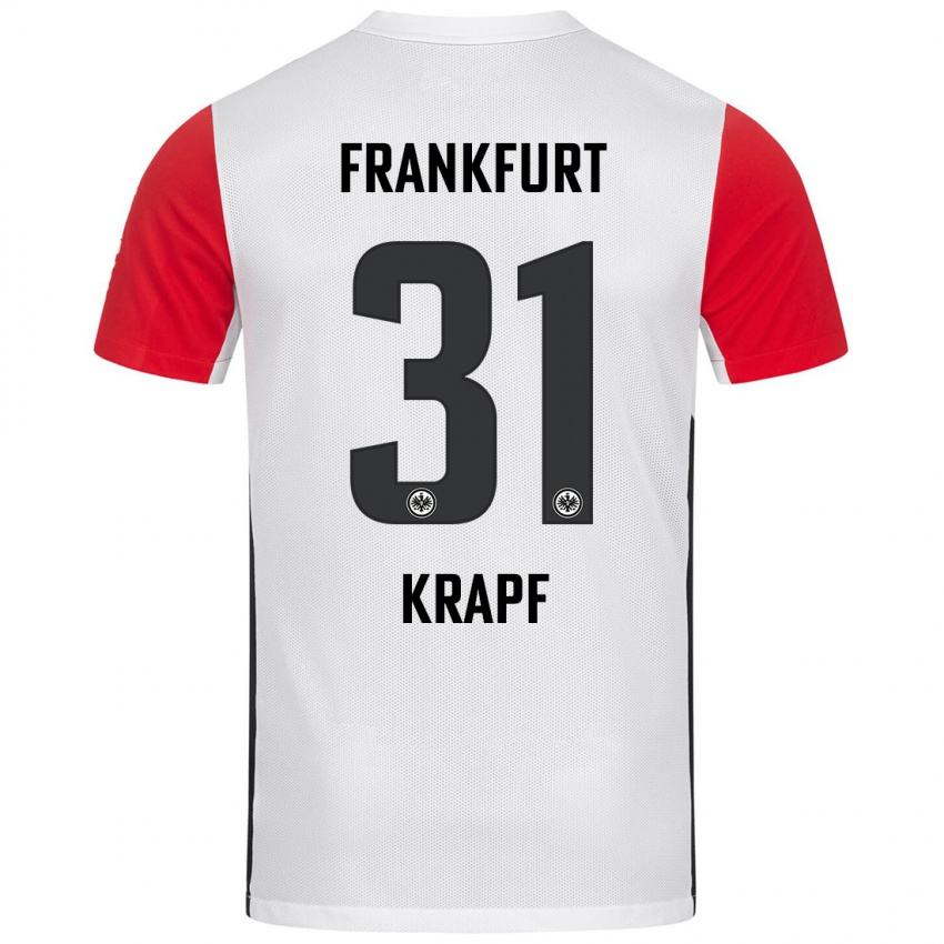 Hombre Camiseta Maximilian Krapf #31 Blanco Rojo 1ª Equipación 2024/25 La Camisa