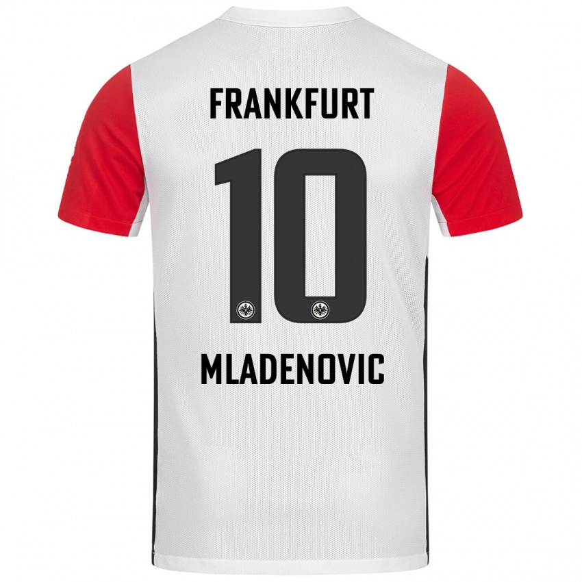 Hombre Camiseta Marko Mladenovic #10 Blanco Rojo 1ª Equipación 2024/25 La Camisa