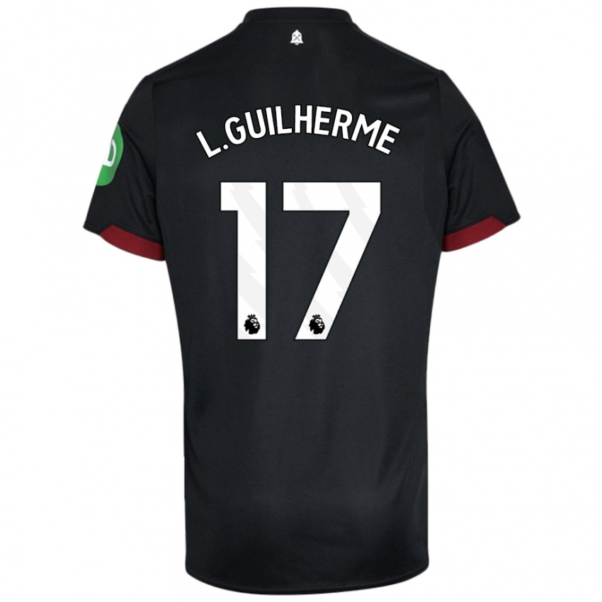 Hombre Camiseta Luis Guilherme #17 Negro Blanco 2ª Equipación 2024/25 La Camisa