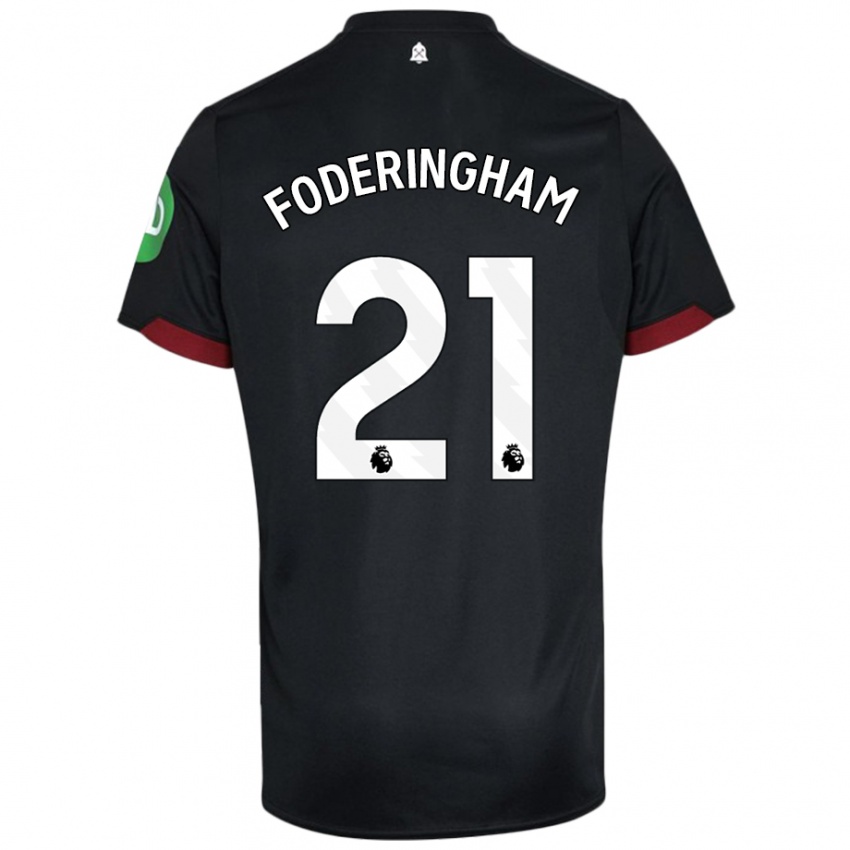 Hombre Camiseta Wes Foderingham #21 Negro Blanco 2ª Equipación 2024/25 La Camisa