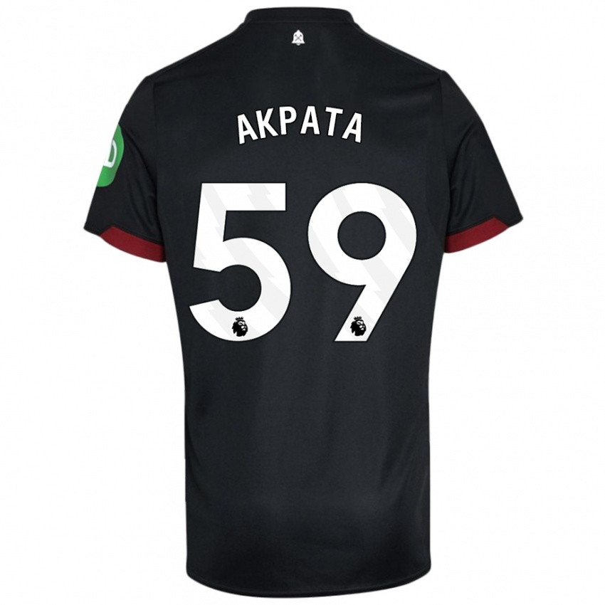 Hombre Camiseta Tyron Akpata #59 Negro Blanco 2ª Equipación 2024/25 La Camisa