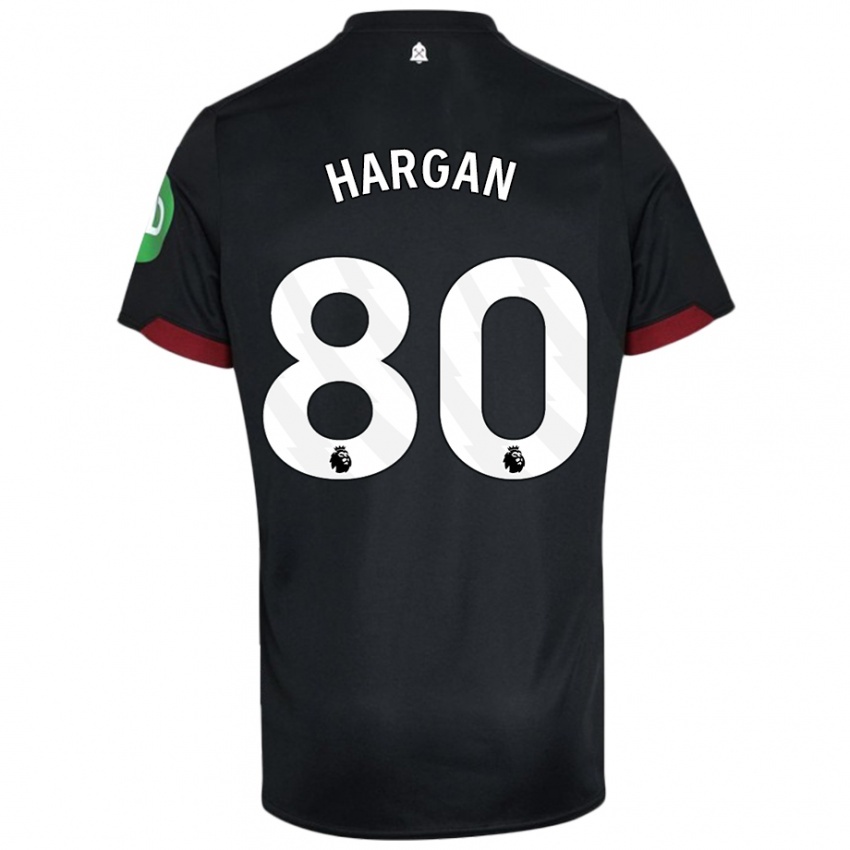 Hombre Camiseta Riley Hargan #80 Negro Blanco 2ª Equipación 2024/25 La Camisa