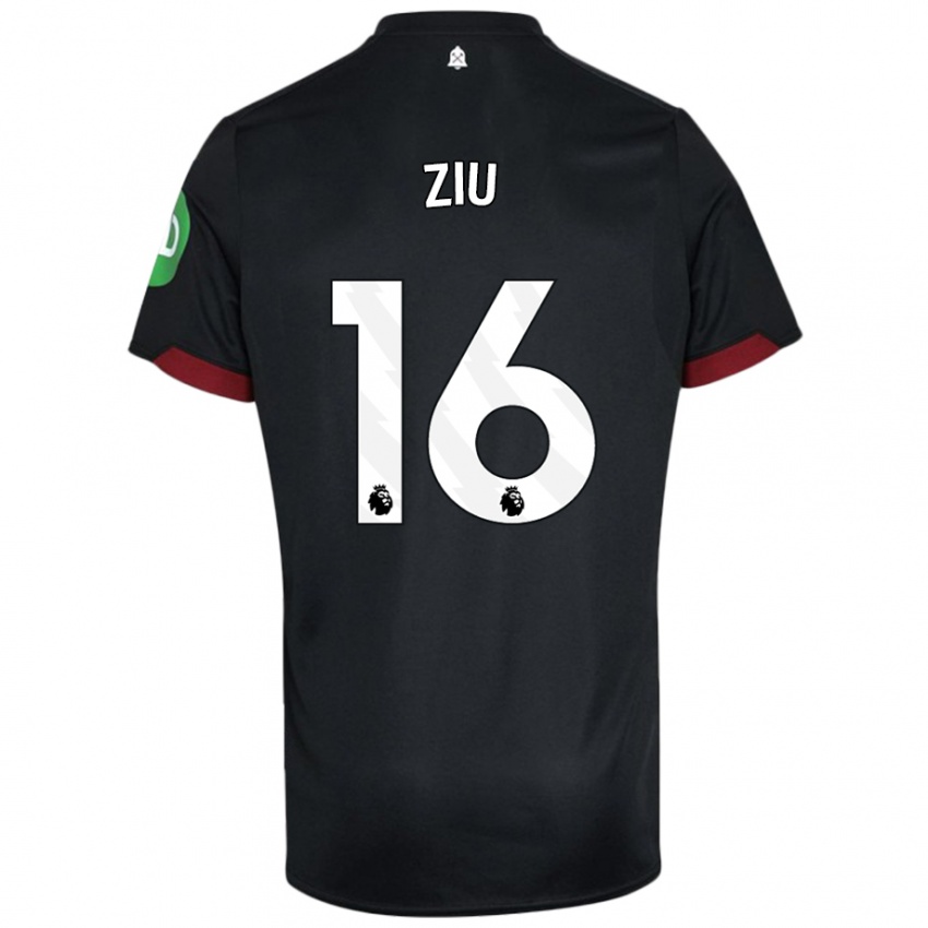 Hombre Camiseta Jessica Ziu #16 Negro Blanco 2ª Equipación 2024/25 La Camisa