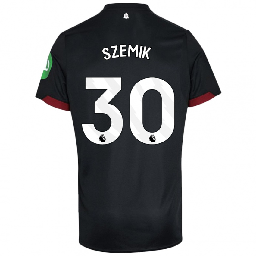 Hombre Camiseta Kinga Szemik #30 Negro Blanco 2ª Equipación 2024/25 La Camisa