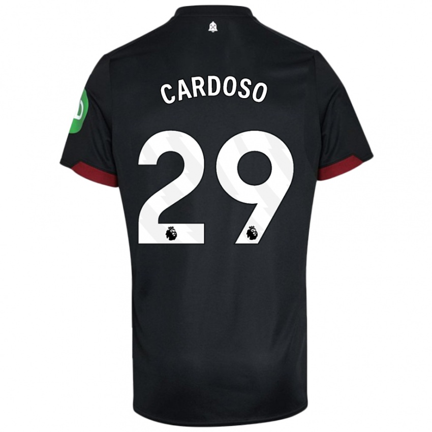 Hombre Camiseta Goncalo Cardoso #29 Negro Blanco 2ª Equipación 2024/25 La Camisa