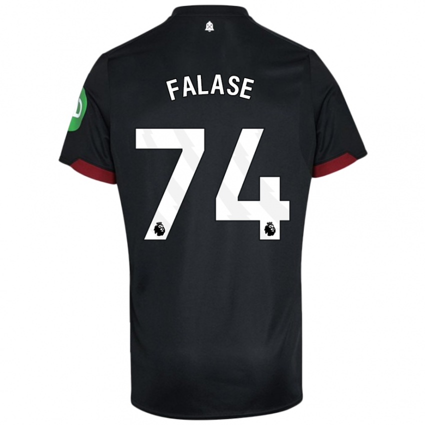 Hombre Camiseta Asher Falase #74 Negro Blanco 2ª Equipación 2024/25 La Camisa