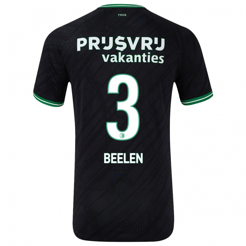 Hombre Camiseta Thomas Beelen #3 Negro Verde 2ª Equipación 2024/25 La Camisa