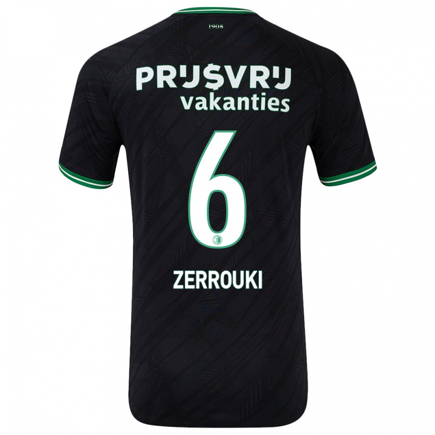 Hombre Camiseta Ramiz Zerrouki #6 Negro Verde 2ª Equipación 2024/25 La Camisa