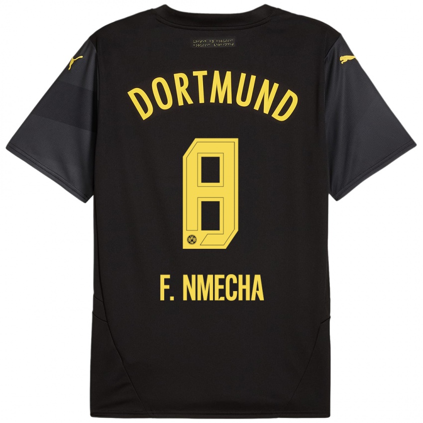 Hombre Camiseta Felix Nmecha #8 Negro Amarillo 2ª Equipación 2024/25 La Camisa