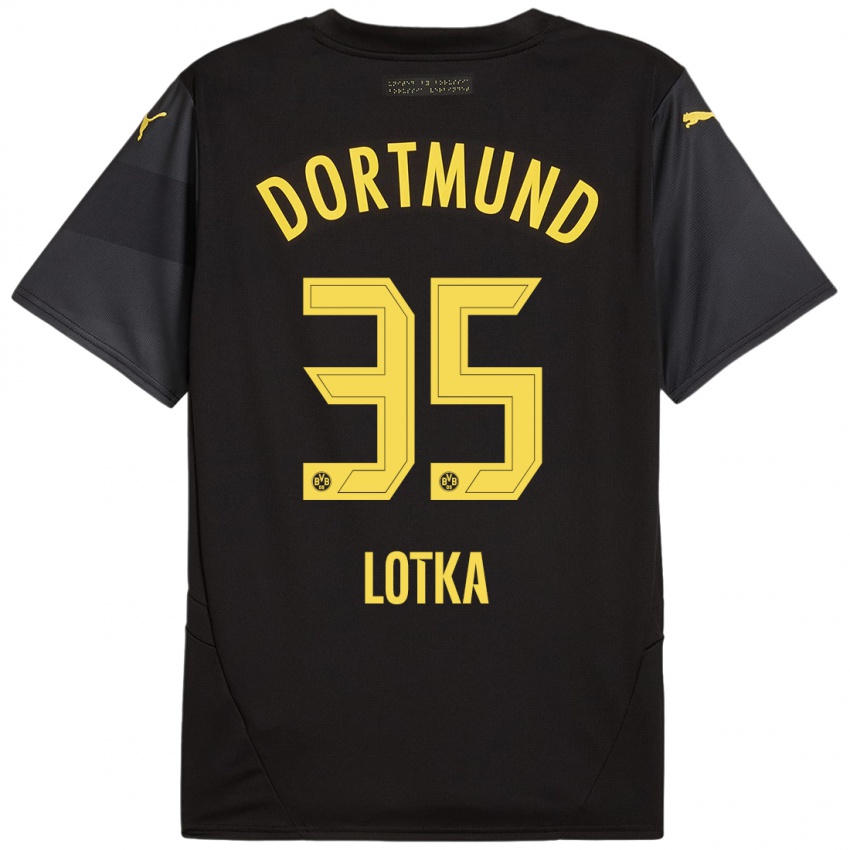 Hombre Camiseta Marcel Lotka #35 Negro Amarillo 2ª Equipación 2024/25 La Camisa