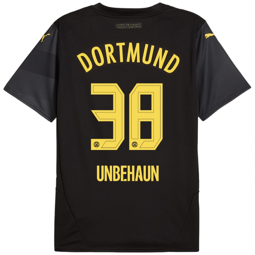 Hombre Camiseta Luca Unbehaun #38 Negro Amarillo 2ª Equipación 2024/25 La Camisa