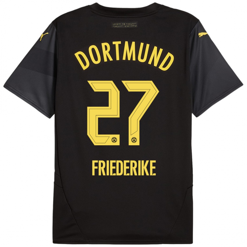 Hombre Camiseta Burczik Friederike #27 Negro Amarillo 2ª Equipación 2024/25 La Camisa