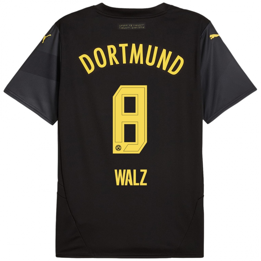 Hombre Camiseta Vasco Walz #8 Negro Amarillo 2ª Equipación 2024/25 La Camisa