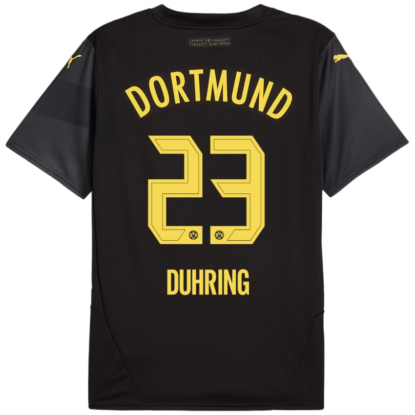 Hombre Camiseta Marc Niclas Duhring #23 Negro Amarillo 2ª Equipación 2024/25 La Camisa