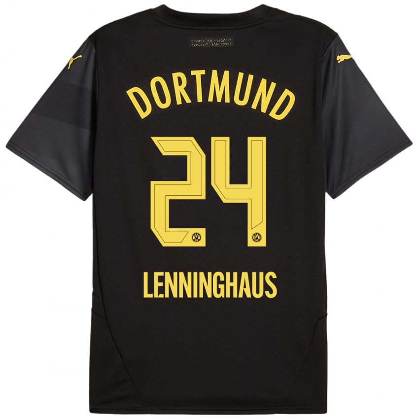 Hombre Camiseta Mika Lenninghaus #24 Negro Amarillo 2ª Equipación 2024/25 La Camisa