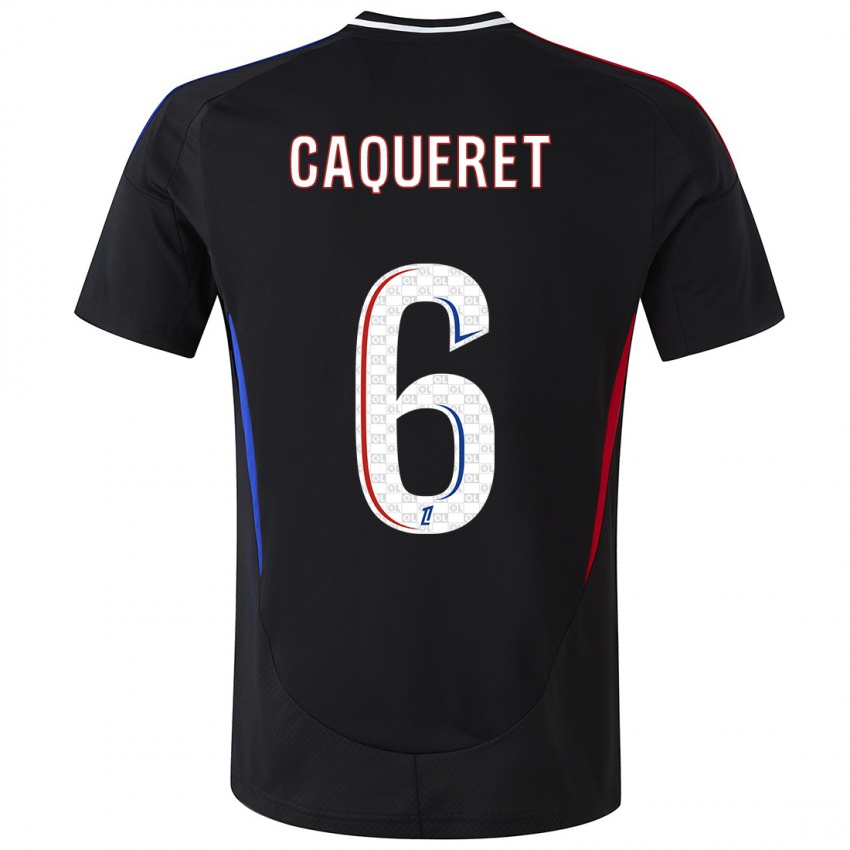 Hombre Camiseta Maxence Caqueret #6 Negro 2ª Equipación 2024/25 La Camisa