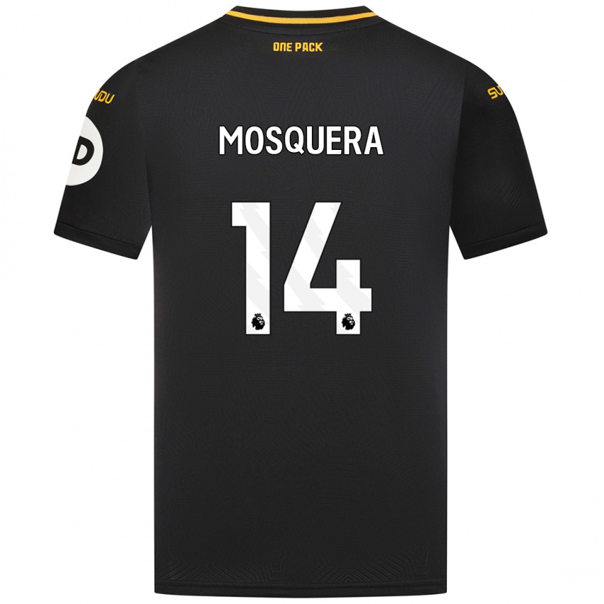 Hombre Camiseta Yerson Mosquera #14 Negro 2ª Equipación 2024/25 La Camisa