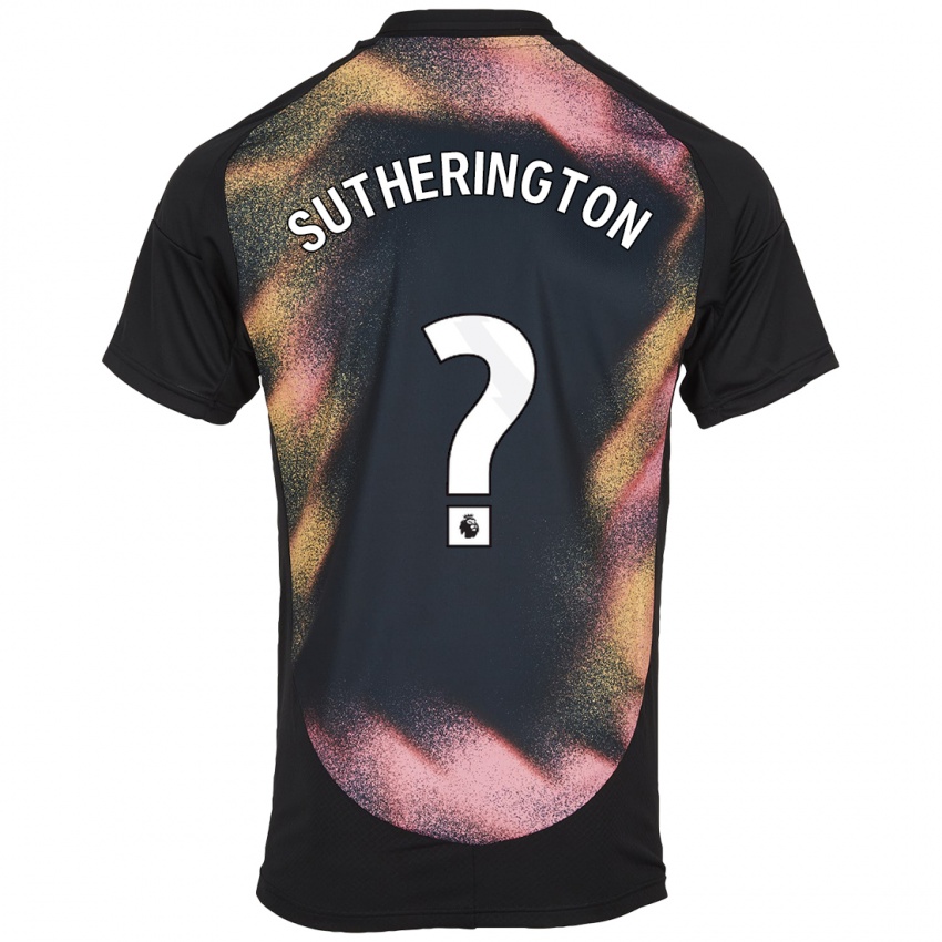 Hombre Camiseta Harry Sutherington #0 Negro Blanco 2ª Equipación 2024/25 La Camisa