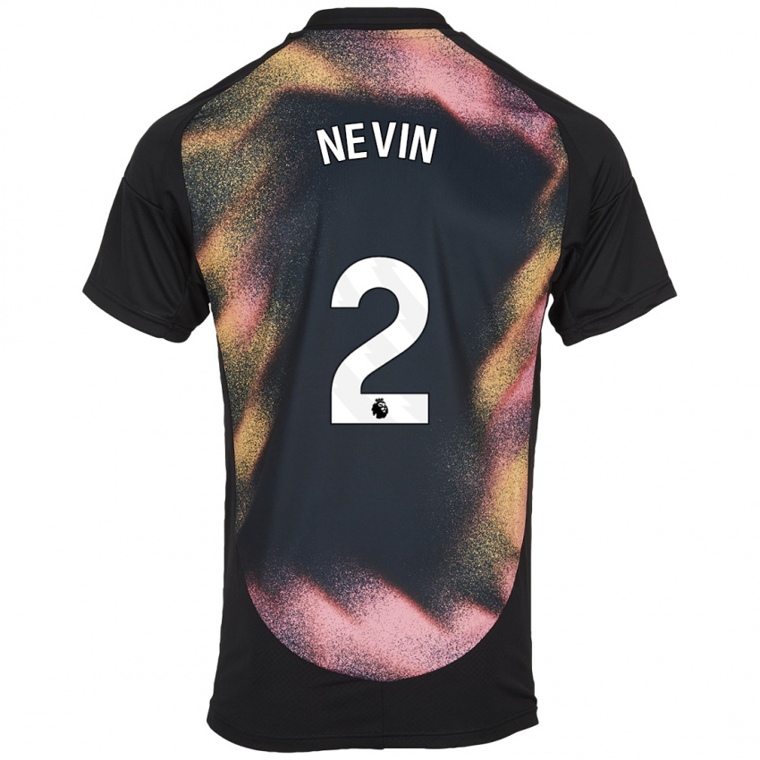 Hombre Camiseta Courtney Nevin #2 Negro Blanco 2ª Equipación 2024/25 La Camisa