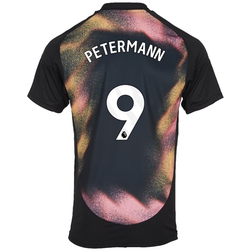 Hombre Camiseta Lena Petermann #9 Negro Blanco 2ª Equipación 2024/25 La Camisa