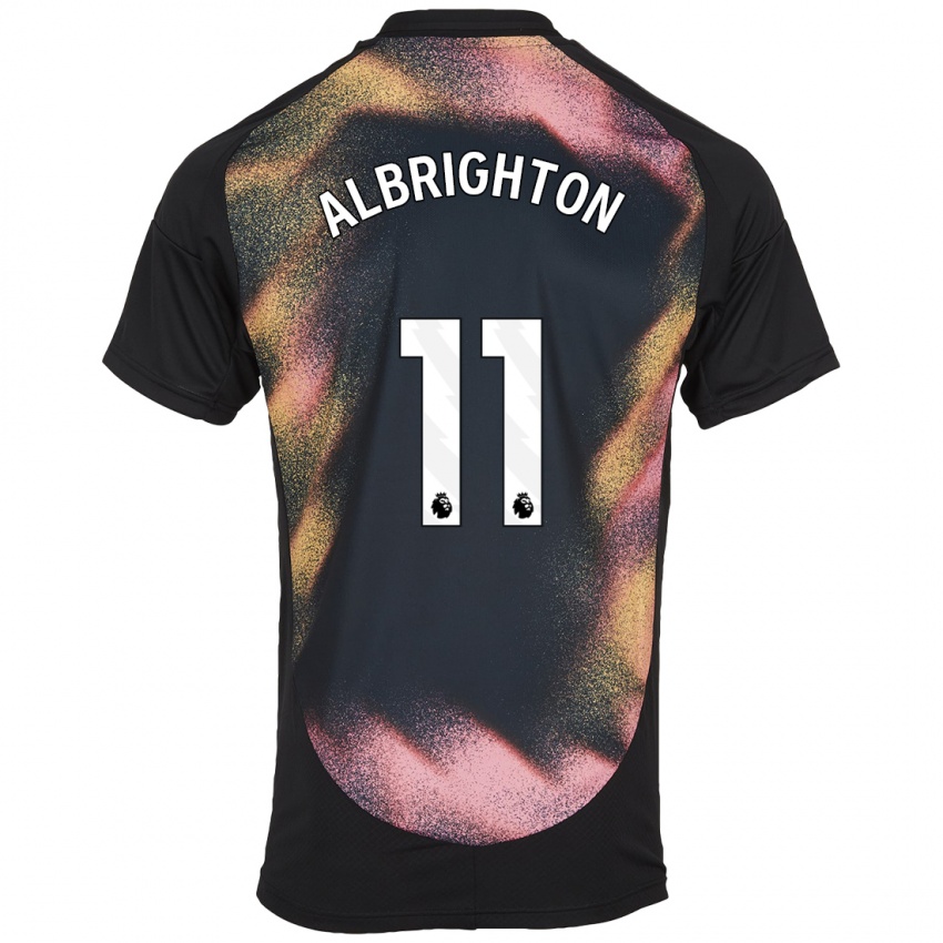 Hombre Camiseta Marc Albrighton #11 Negro Blanco 2ª Equipación 2024/25 La Camisa