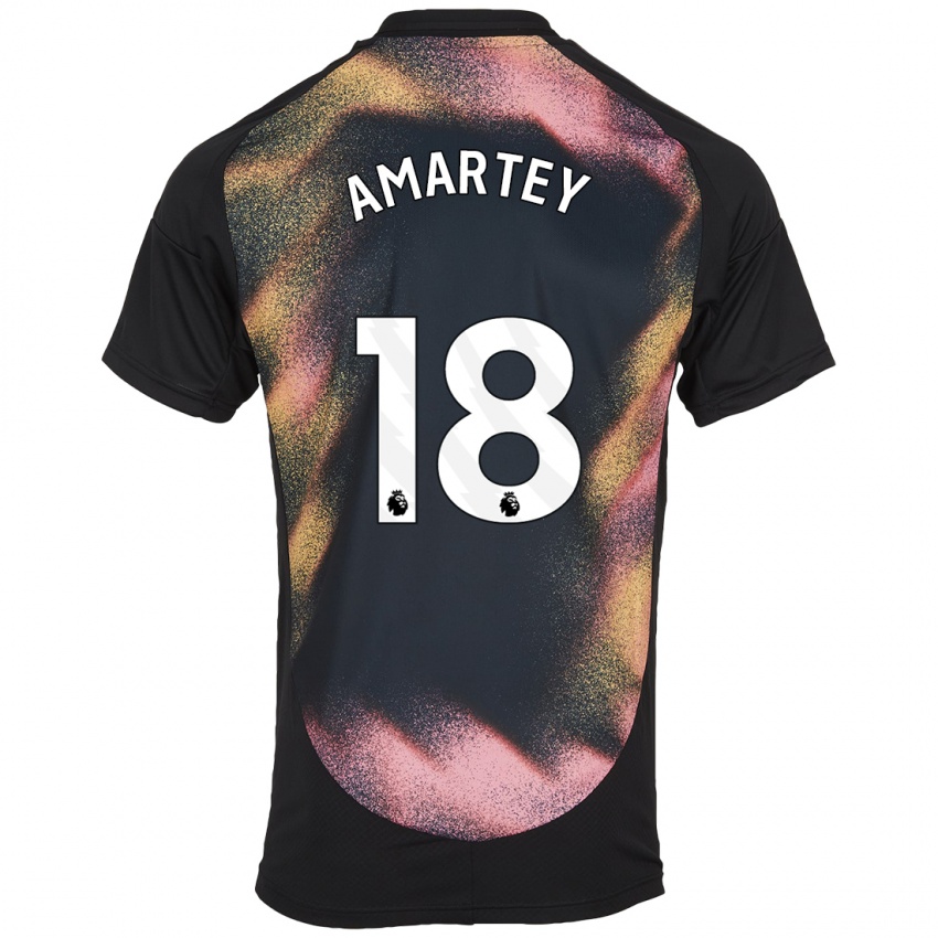 Hombre Camiseta Daniel Amartey #18 Negro Blanco 2ª Equipación 2024/25 La Camisa