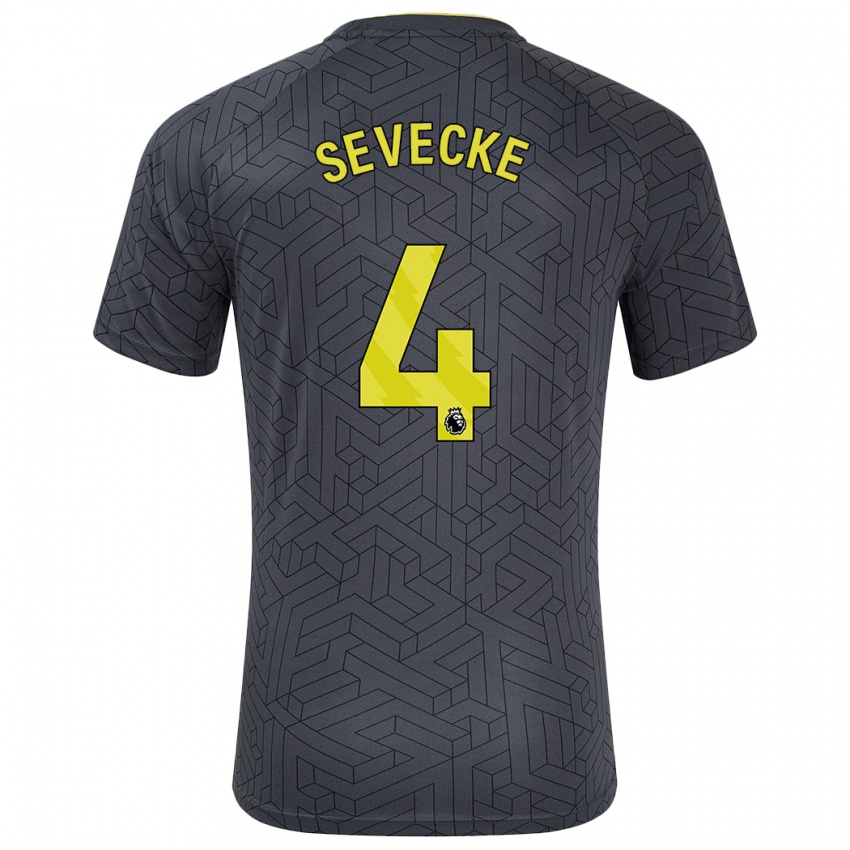 Hombre Camiseta Rikke Sevecke #4 Negro Amarillo 2ª Equipación 2024/25 La Camisa